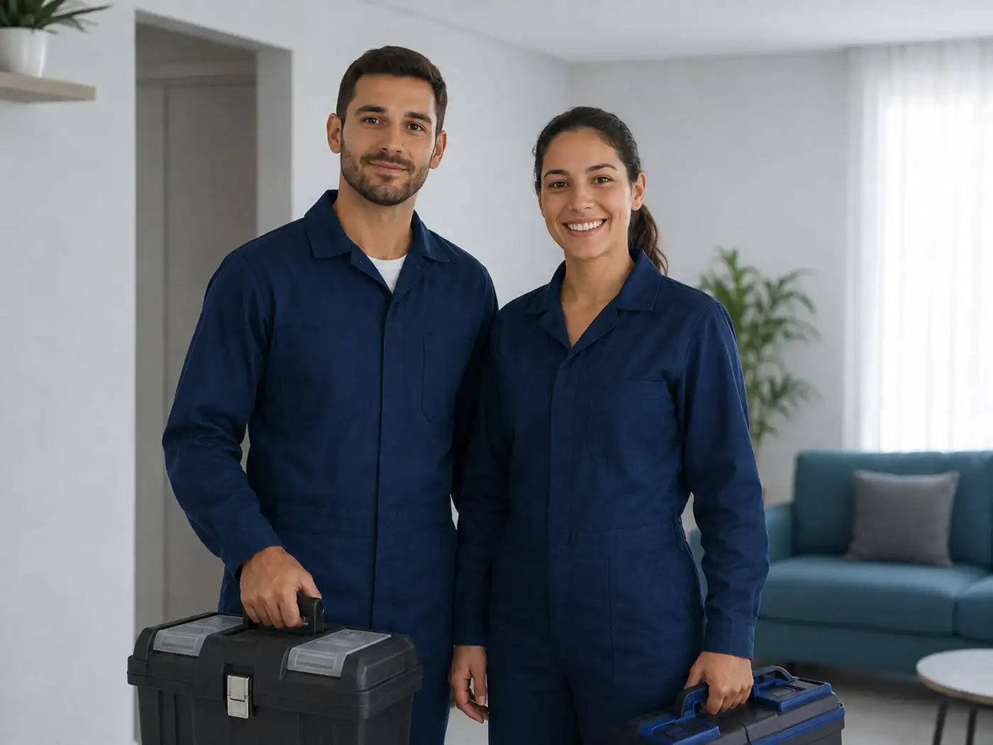 Equipe técnica da MA Serviços com maletas de ferramentas, pronta para atendimento